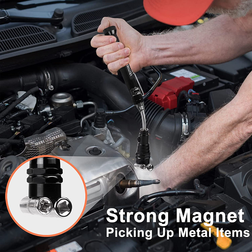 Gifts for Dad Men from Daughter Son Wife, Christmas Stocking Stuffers, Extendable Magnetic Flashlight, Telescoping Magnet Pickup Tool, Cool Birthday Gifts for Father Grandpa Husband Boyfriend Women