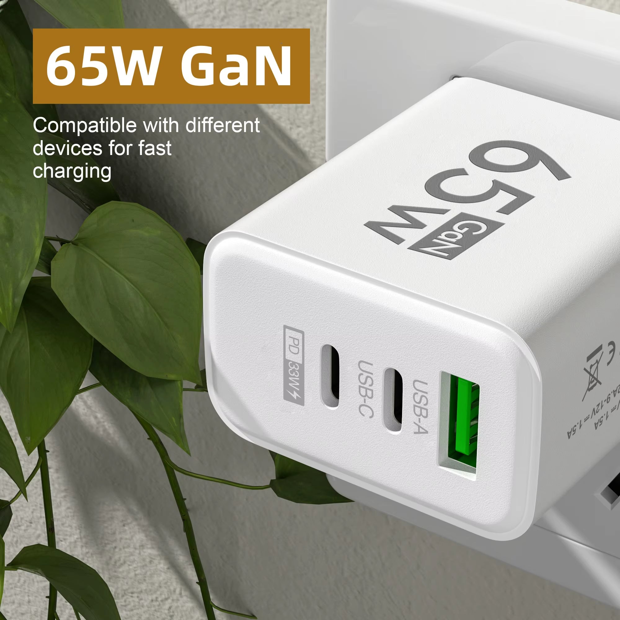 65W Gan Fast Charger PD 3.0 USB C Wall Charger 3 Ports QC3.0 for Iphone 15 16 Pro Samsung Xiaomi EU US Plug Mobile Phone Adapter