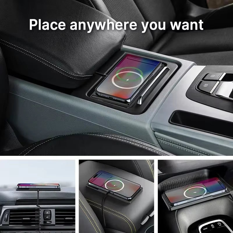 New Car Wireless Charger Phone Pad for Iphone 16 15 14 13 12 Pro Max Samsung Xiaomi Airpods Pro 2 LG Fast Charging Station