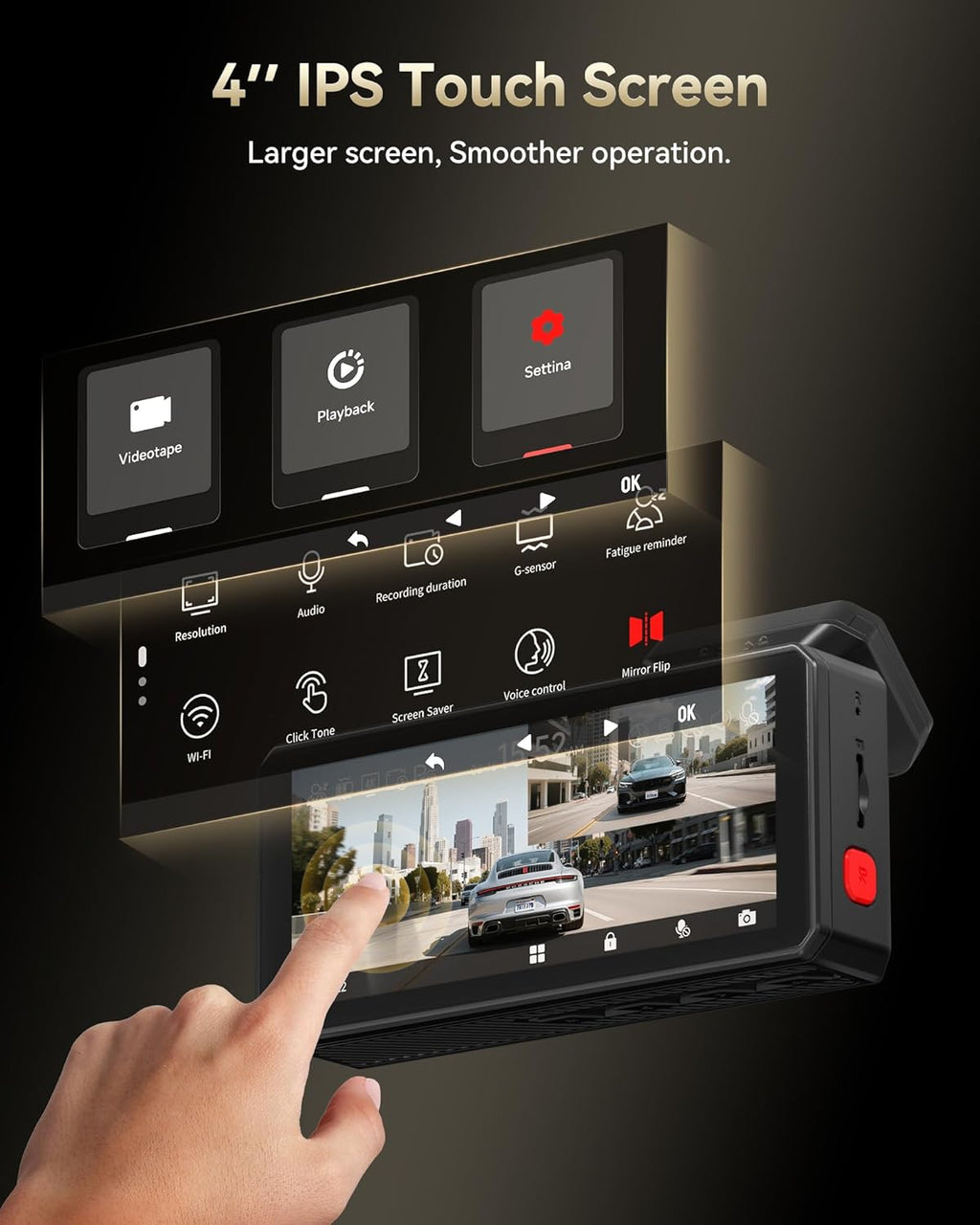 F77 4K+4K Dash Cam Front and Rear, Dual STARVIS 2 IMX678 HDR, Built-In 128GB Emmc, Voice Control Dash Camera for Cars with 5.8Ghz Wifi, 4'' Touch Screen, GPS, Night Vision, 24H Parking Mode