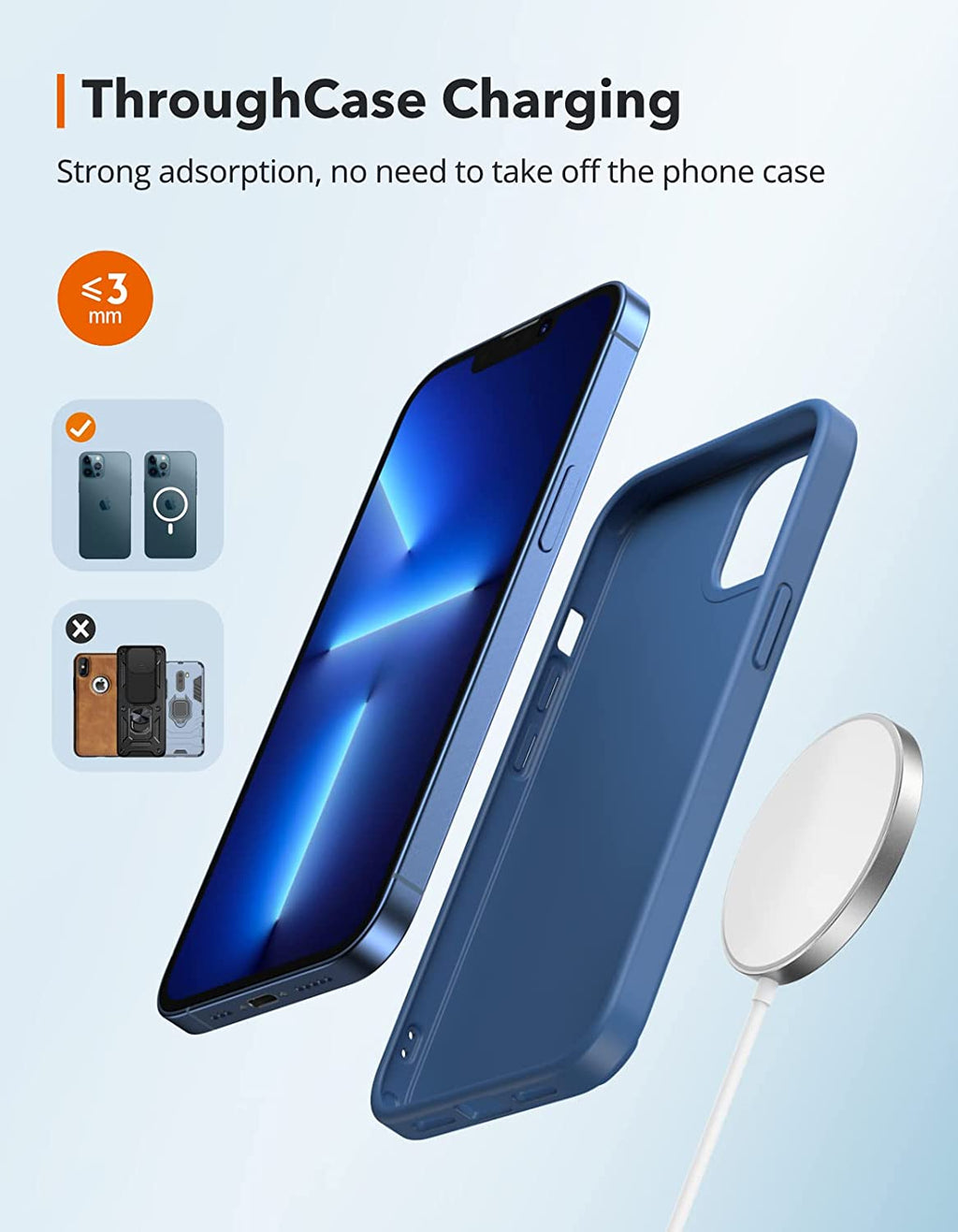 Magnetic Wireless Charger, Wireless Charging Pad Compatible with Magsafe Charger for Iphone 14/14 Pro/14 Plus/14 Pro Max/Iphone 13/13 Mini/13 Pro/13 Pro Max,Airpods,Mag Charger-Sliver